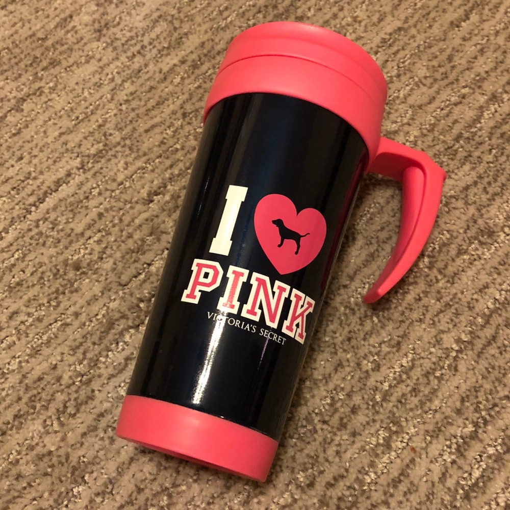 VINTAGE Victoria’s Secret I HEART PINK Travel Mug